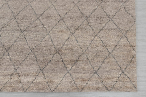 8x10 Tan Charcoal Diamond Pattern Design Wool Beni Ourain Berber Hand Knotted, No Wool Shedding, Se-35