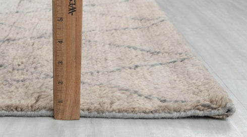 8x10 Tan Charcoal Diamond Pattern Design Wool Beni Ourain Berber Hand Knotted, No Wool Shedding, Se-35