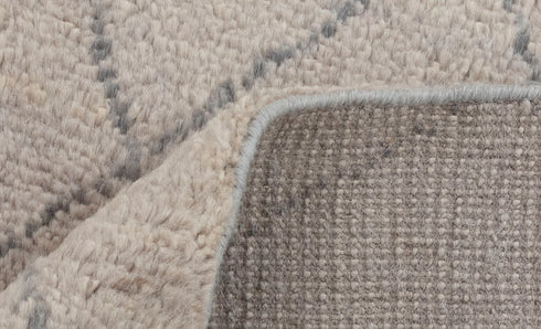 8x10 Tan Charcoal Diamond Pattern Design Wool Beni Ourain Berber Hand Knotted, No Wool Shedding, Se-35