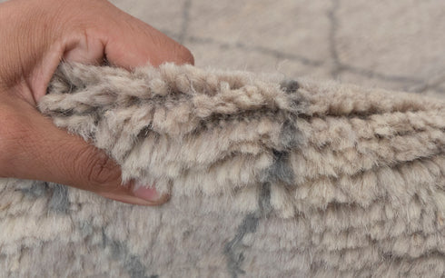 8x10 Tan Charcoal Diamond Pattern Design Wool Beni Ourain Berber Hand Knotted, No Wool Shedding, Se-35