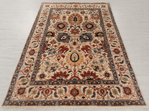5x7 Beige Classic Sickle Kerman High Quality Handmade Wool Rug #112 JP-1 (150x200 Cms.)