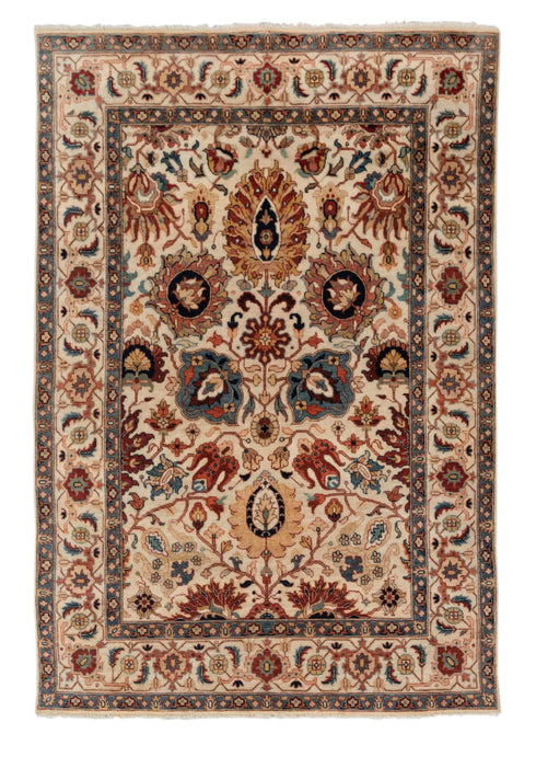 5x7 Beige Classic Sickle Kerman High Quality Handmade Wool Rug #112 JP-1 (150x200 Cms.)