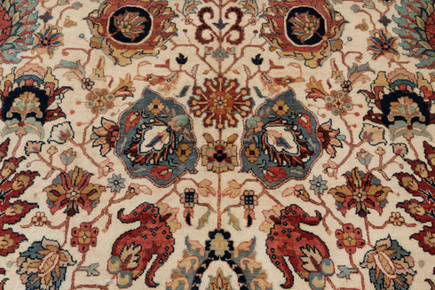 8x10 Cream Hadji Jalili Classic  Rug Retro High Quality Density Hand Knotted Wool.....Red Rug..123