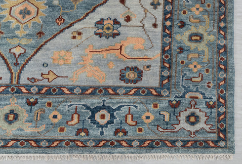 Blue Colorful Modern Living Rug  Oushak Turkish Design Hand Knotted Hand Spun Wool Rug #SE-110