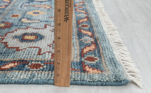 Blue Colorful Modern Living Rug  Oushak Turkish Design Hand Knotted Hand Spun Wool Rug #SE-110