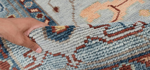 Blue Colorful Modern Living Rug  Oushak Turkish Design Hand Knotted Hand Spun Wool Rug #SE-110