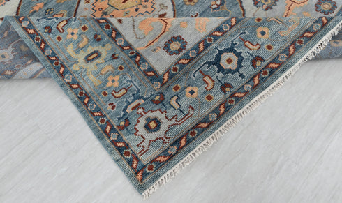 Blue Colorful Modern Living Rug  Oushak Turkish Design Hand Knotted Hand Spun Wool Rug #SE-110