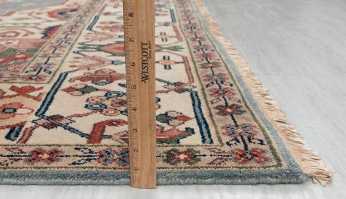 9x12 Blue Cream Serapi Heriz Classic Persian Hand Knotted 100% Wool Rug, Rug-Se-31