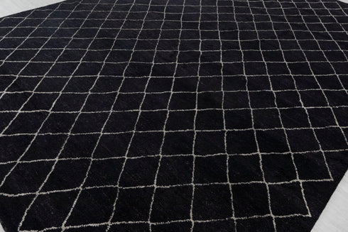 10x14 Large Black Plush Feel Wool Moroccan Boho Beni Ourain Rug, Berber rug 10x14...#Se-48