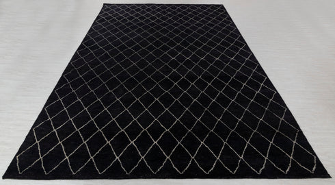 10x14 Large Black Plush Feel Wool Moroccan Boho Beni Ourain Rug, Berber rug 10x14...#Se-48