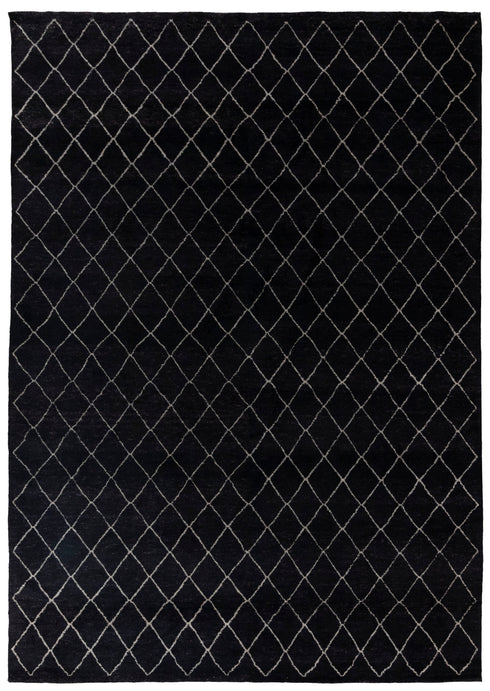 10x14 Large Black Plush Feel Wool Moroccan Boho Beni Ourain Rug, Berber rug 10x14...#Se-48