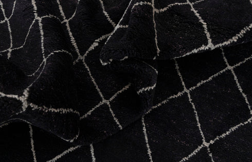 10x14 Large Black Plush Feel Wool Moroccan Boho Beni Ourain Rug, Berber rug 10x14...#Se-48