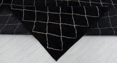 10x14 Large Black Plush Feel Wool Moroccan Boho Beni Ourain Rug, Berber rug 10x14...#Se-48