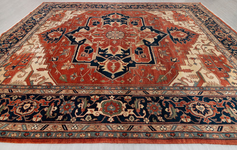 12x15 Blue Red Large Serapi Classic Persian high Quality Rug Hand Knotted 100% Wool Rug, Rug- Ps-15