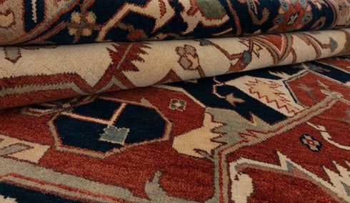 12x15 Blue Red Large Serapi Classic Persian high Quality Rug Hand Knotted 100% Wool Rug, Rug- Ps-15