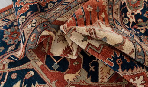 12x15 Blue Red Large Serapi Classic Persian high Quality Rug Hand Knotted 100% Wool Rug, Rug- Ps-15