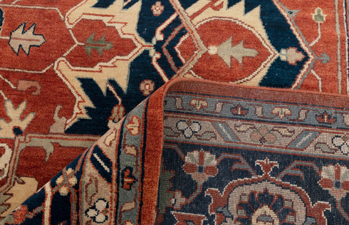 12x15 Blue Red Large Serapi Classic Persian high Quality Rug Hand Knotted 100% Wool Rug, Rug- Ps-15