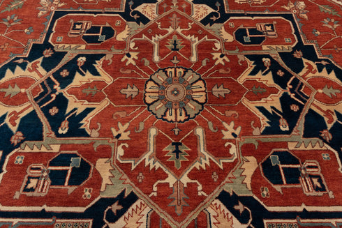 12x15 Red Classic Persian Serapu High Quality Rug Hand Knotted 100% Wool Rug, Rug- Ps-13