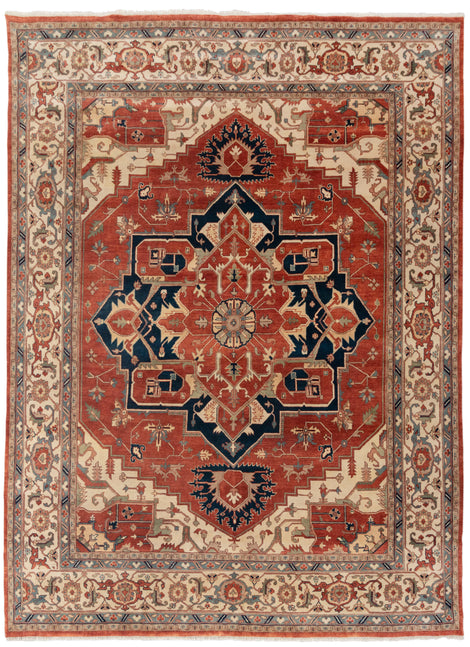 12x15 Red Classic Persian Serapu High Quality Rug Hand Knotted 100% Wool Rug, Rug- Ps-13