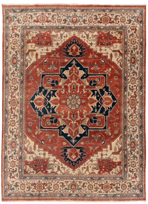 12x15 Red Classic Persian Serapu High Quality Rug Hand Knotted 100% Wool Rug, Rug- Ps-13