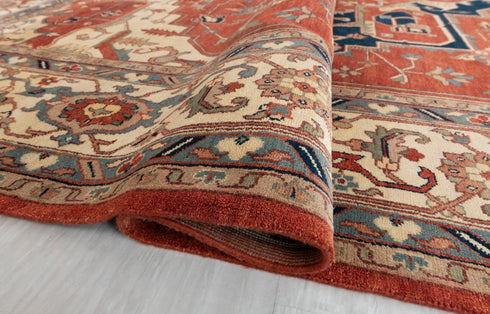 12x15 Red Classic Persian Serapu High Quality Rug Hand Knotted 100% Wool Rug, Rug- Ps-13