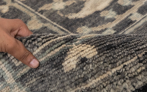 8x10 Suzani Modern Charcoal Living Rug Oushak Turkish Design Hand Knotted Hand Spun Wool Rug #SE-107