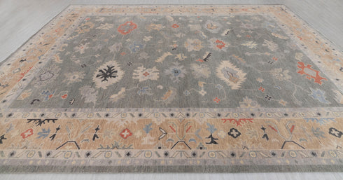 10x14 Large Grey Wool Turkish Style Oushak Style Rug 100% Handknotted Wool Rug ...#2278