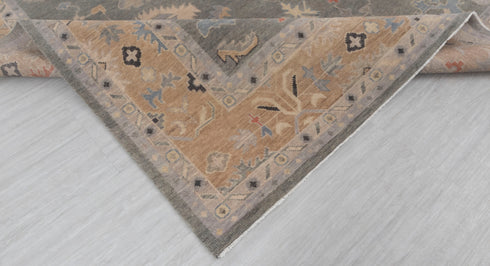 10x14 Large Grey Wool Turkish Style Oushak Style Rug 100% Handknotted Wool Rug ...#2278