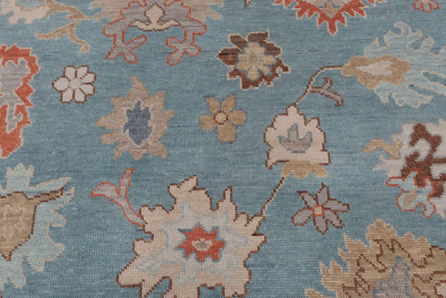 8x10 Blue Modern Oushak Turkish Style Rug 100% Handknotted Wool Rug 2274