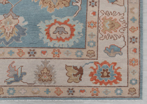 8x10 Blue Modern Oushak Turkish Style Rug 100% Handknotted Wool Rug 2274