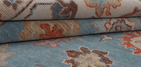 8x10 Blue Modern Oushak Turkish Style Rug 100% Handknotted Wool Rug 2274