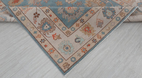 8x10 Blue Modern Oushak Turkish Style Rug 100% Handknotted Wool Rug 2274