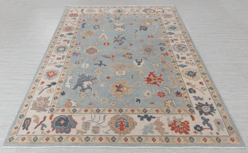 8x10 Ivory Grey Modern Living Rug  Oushak Turkish Design Hand Knotted Hand Spun Wool Rug # 2266