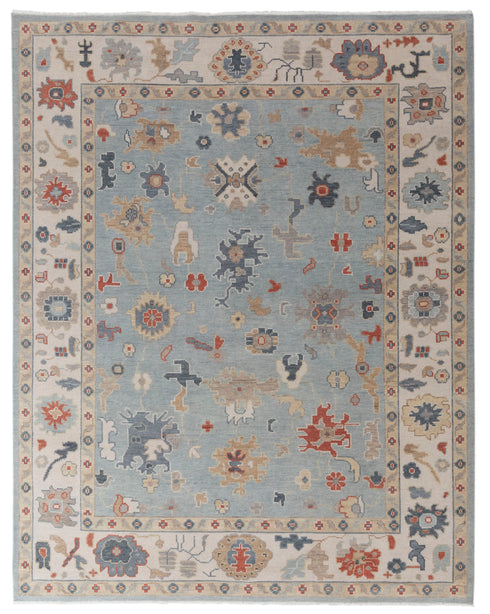 8x10 Ivory Grey Modern Living Rug  Oushak Turkish Design Hand Knotted Hand Spun Wool Rug # 2266