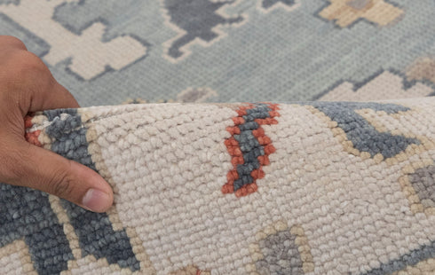 8x10 Ivory Grey Modern Living Rug  Oushak Turkish Design Hand Knotted Hand Spun Wool Rug # 2266