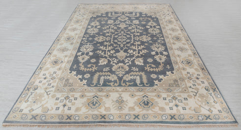 9x12 Grey Cream Pastel Oushak Hand Knotted 100% Wool Rug #136(275x365 Cms.)