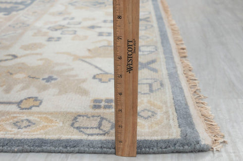 9x12 Grey Cream Pastel Oushak Hand Knotted 100% Wool Rug #136(275x365 Cms.)