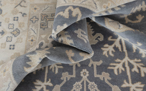 9x12 Grey Cream Pastel Oushak Hand Knotted 100% Wool Rug #136(275x365 Cms.)