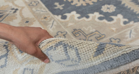 9x12 Grey Cream Pastel Oushak Hand Knotted 100% Wool Rug #136(275x365 Cms.)