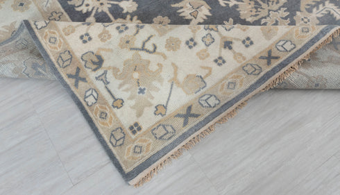 9x12 Grey Cream Pastel Oushak Hand Knotted 100% Wool Rug #136(275x365 Cms.)