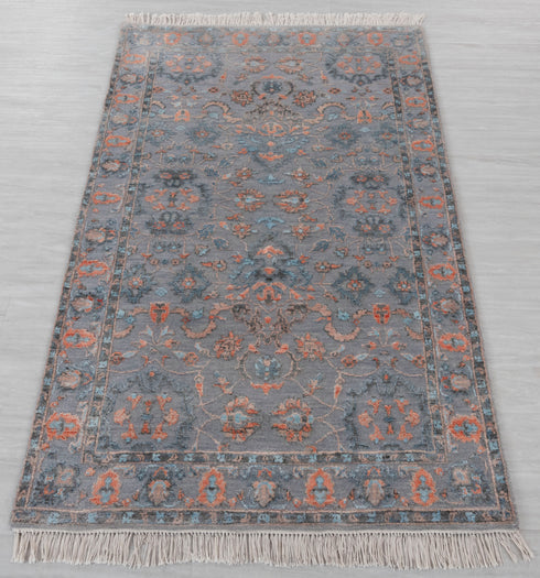 3x5 Rug Colorful Pine Garden Design Rug Modern Handmade Wool & Silk Rug, #1625(90x150 Cms.)