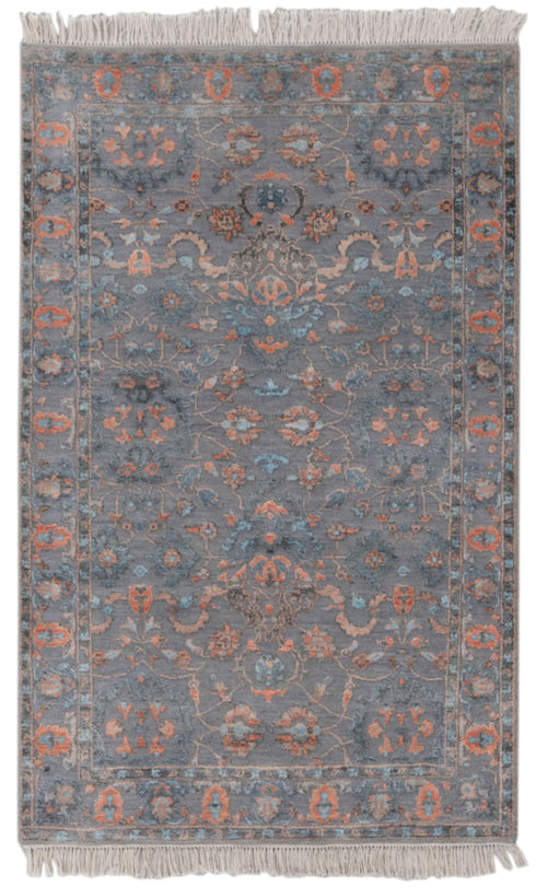 3x5 Rug Colorful Pine Garden Design Rug Modern Handmade Wool & Silk Rug, #1625(90x150 Cms.)