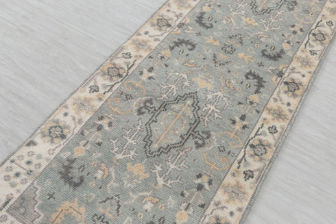 2.7x8 L.Green Cream Soft Shiny Sultanbad Oushak Design Rug #129 Free Shipping!!