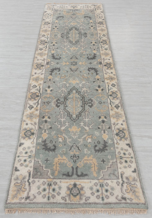2.7x8 L.Green Cream Soft Shiny Sultanbad Oushak Design Rug #129 Free Shipping!!