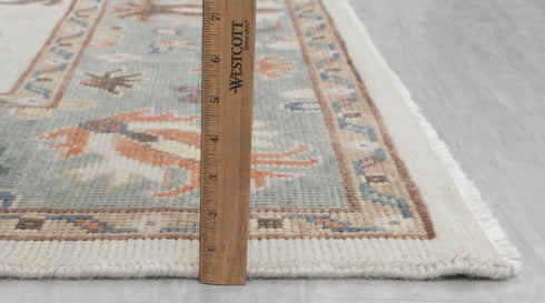 8x10 Ivory Grey Oushak Design Turkish Style Design Hand Knotted Hand Spun Wool Rug # 2273