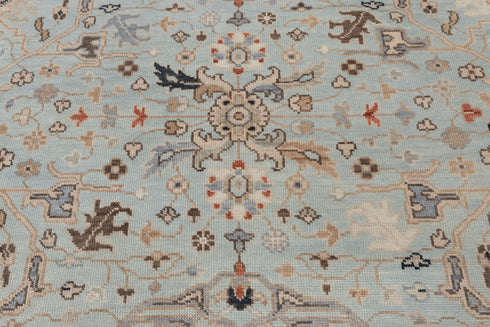 8x10 Light Blue Oushak Design Turkish Style Design Hand Knotted Hand Spun Wool Rug # 2275