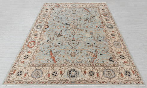8x10 Light Blue Oushak Design Turkish Style Design Hand Knotted Hand Spun Wool Rug # 2275