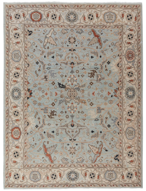 8x10 Light Blue Oushak Design Turkish Style Design Hand Knotted Hand Spun Wool Rug # 2275