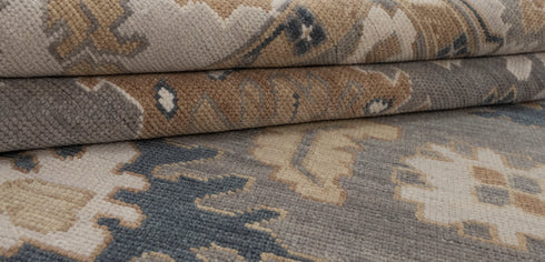 8x10 Grey Ivory Modern Oushak Turkish Style Design Hand Knotted Hand Spun Wool Rug # 2269