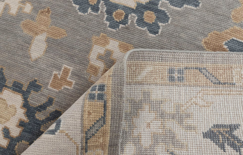 8x10 Grey Ivory Modern Oushak Turkish Style Design Hand Knotted Hand Spun Wool Rug # 2269